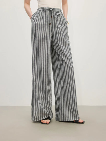 Striped High Waist Drape Pant