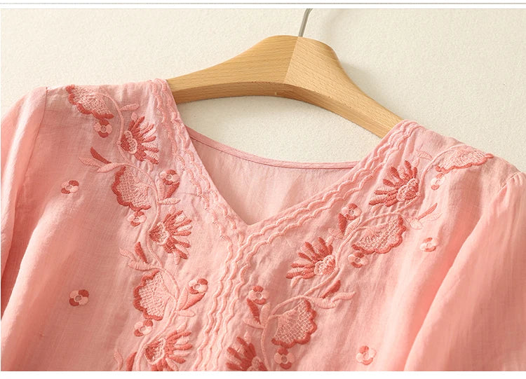 | V-Neck Cotton Blouse