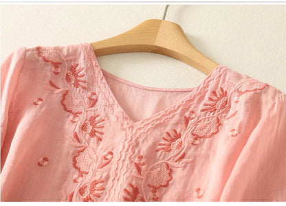 | V-Neck Cotton Blouse