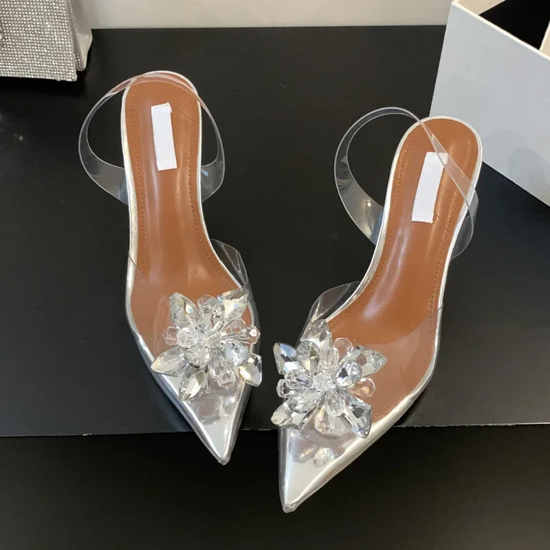 Slingback Pointed Toe Transparent PVC Women Pumps