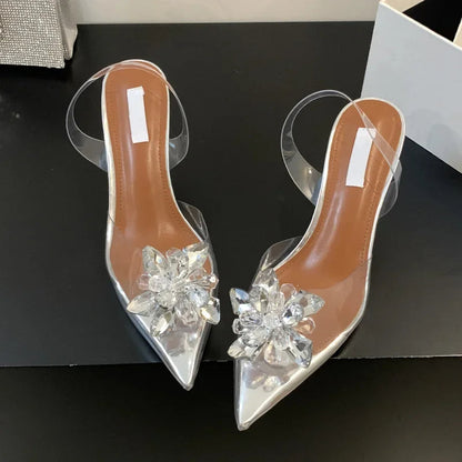 Slingback Pointed Toe Transparent PVC Women Pumps