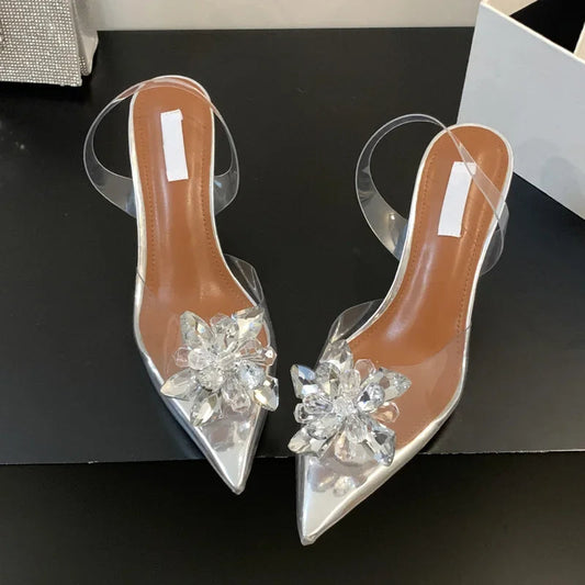 Slingback Pointed Toe Transparent PVC Women Pumps