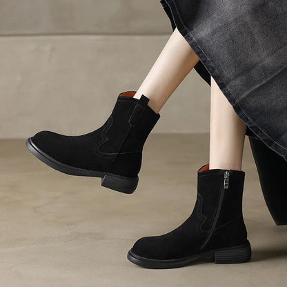 | Leather Zipper Boots