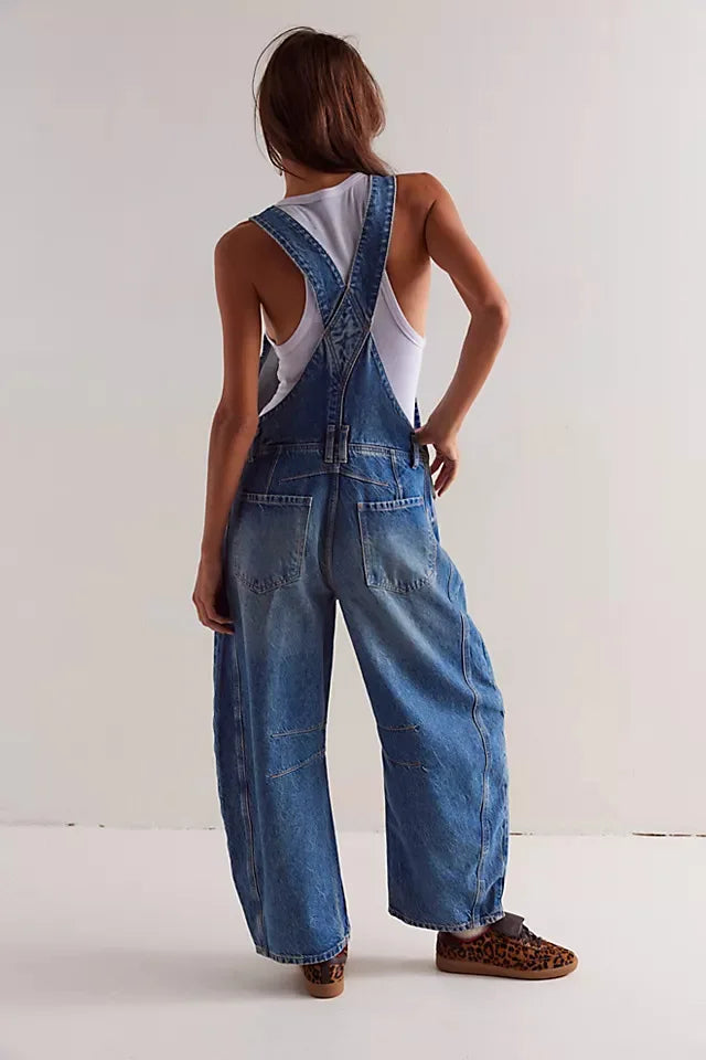 | Wide-Leg Denim Overalls