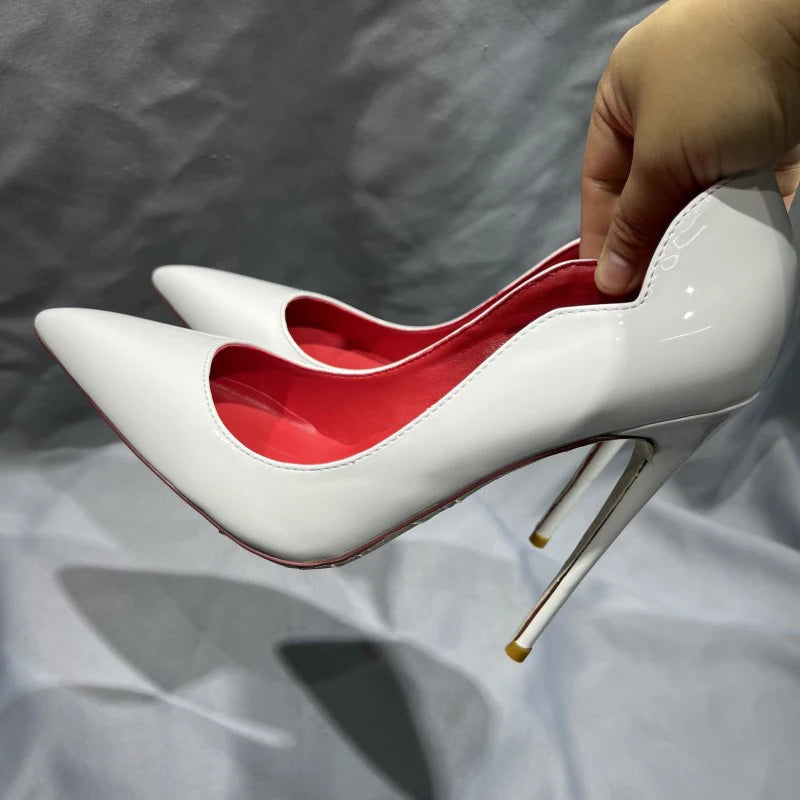 Black Patent Pointed Toe Stiletto High Heels for Women