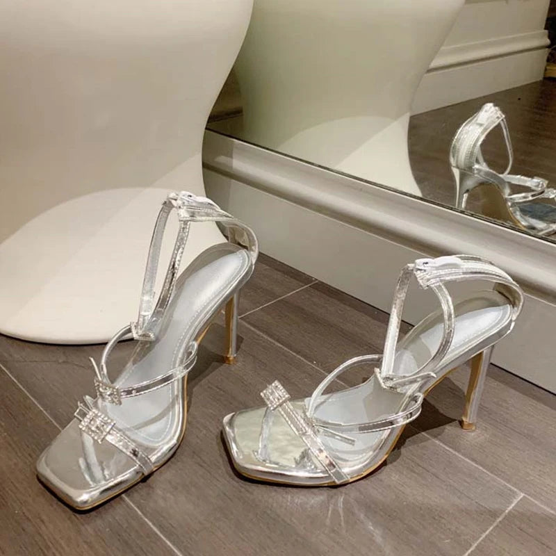 Summer Mei Red Silver White Sandals Women