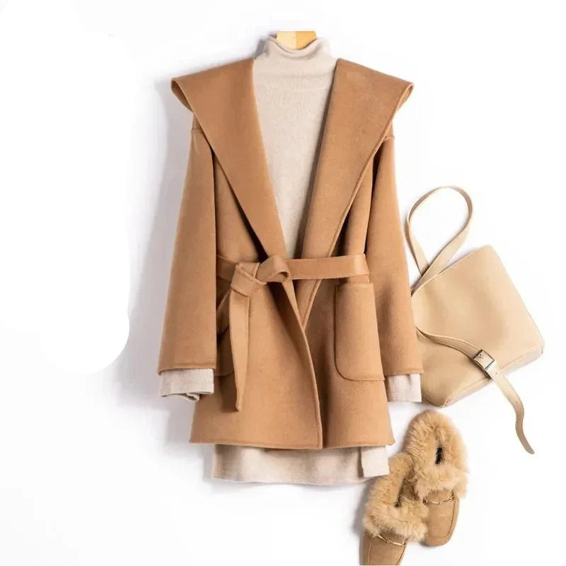 | Long Pointed Coat in Camel Hair