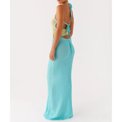 Sleeveless Cutout Knitwear Color Bodycon Dress