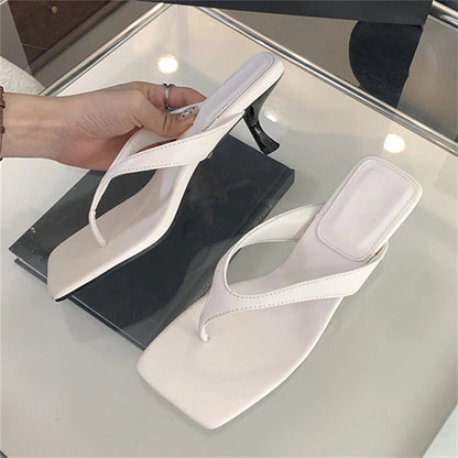Open Toe Clip-On Slippers Slides Low Heels Beach Sandals for Ladies