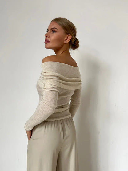 | Off-Shoulder Knit Top