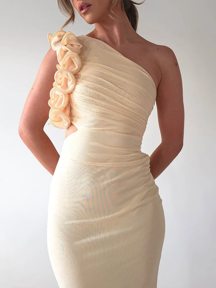 Knitted 3D Flower Floral Dress