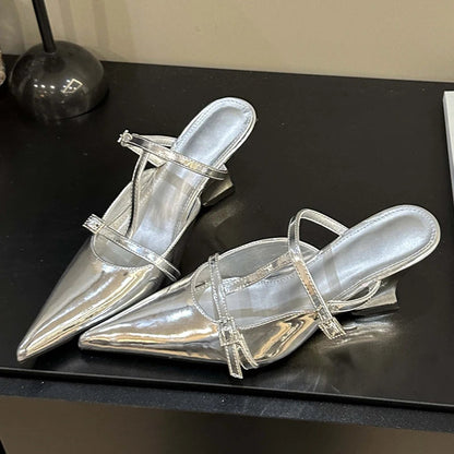 Designer Pointed Toe Women Slippers Shoes with Wedges High Heels