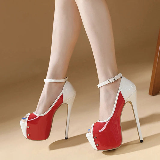 Peep Toe Ultra High Heels Platform Pumps for Party Club Strip Pole Dance