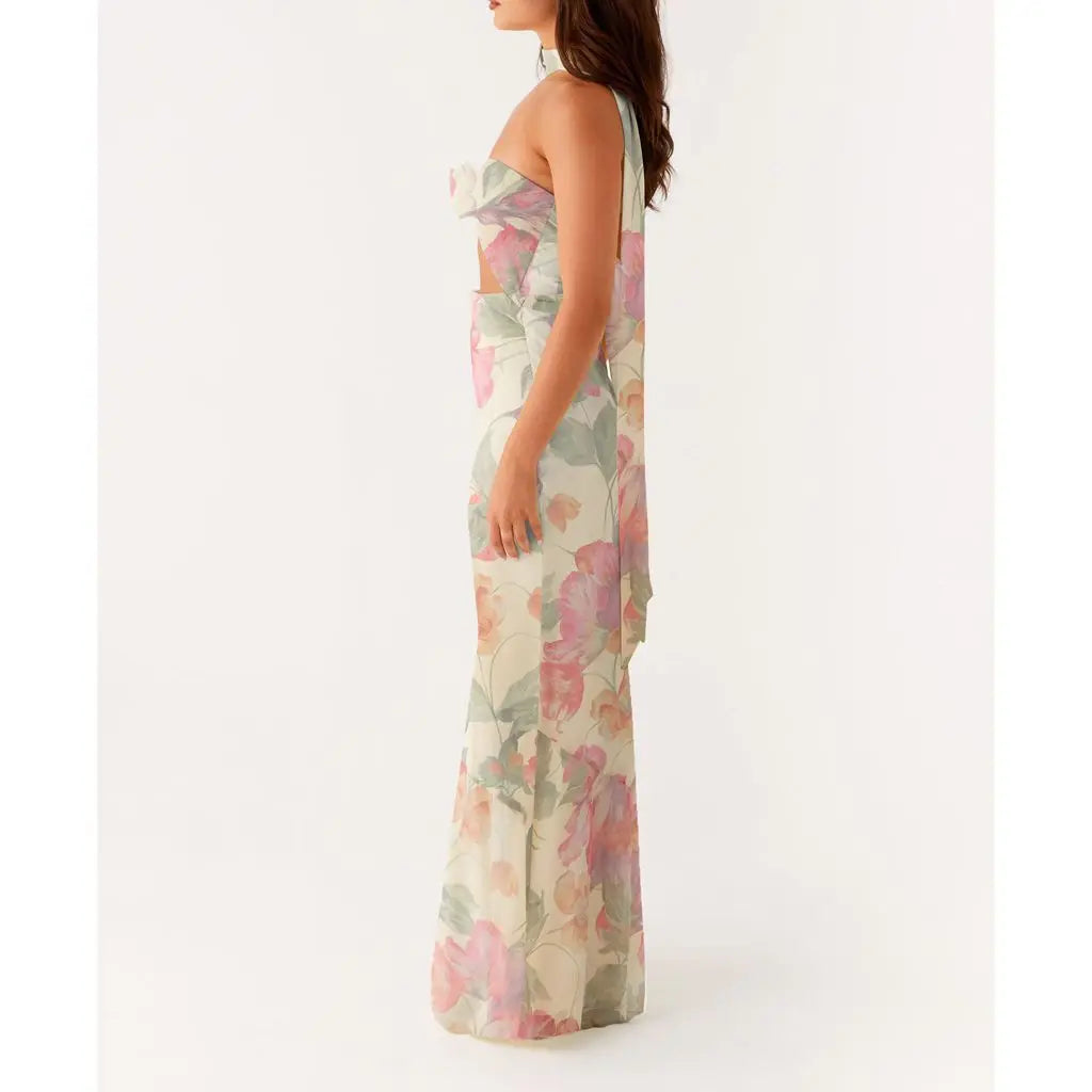 3D Flower Off Shoulder Mermaid Vacation Dress