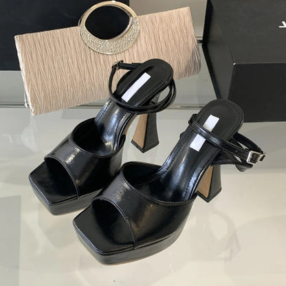Silver Ankle Strap Sandals Women Summer Fashion Open Toe Platform High Heels