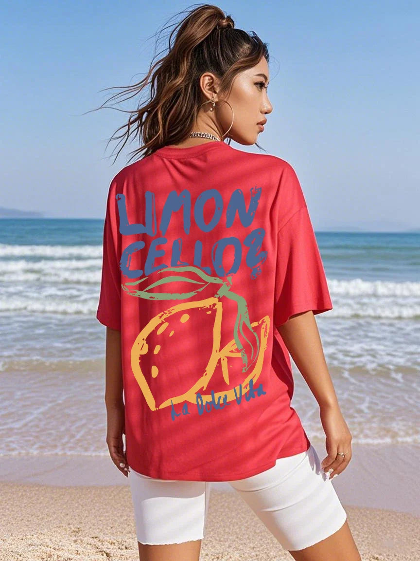 Lemon Graphic Loose Cotton T-shirt