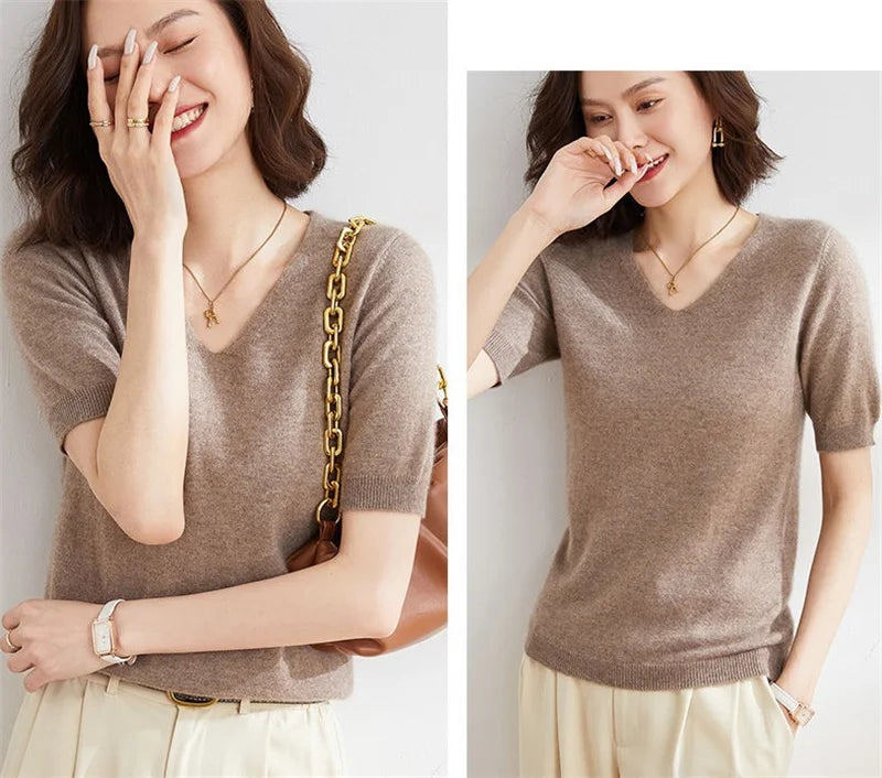 | V-Neck Knit Top