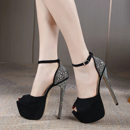 Rhinestone Fetish High Heels Platform Sandals for Women