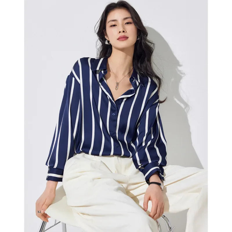 | Stripe Satin Blouse
