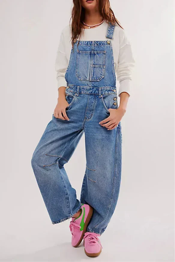 | Wide-Leg Denim Overalls