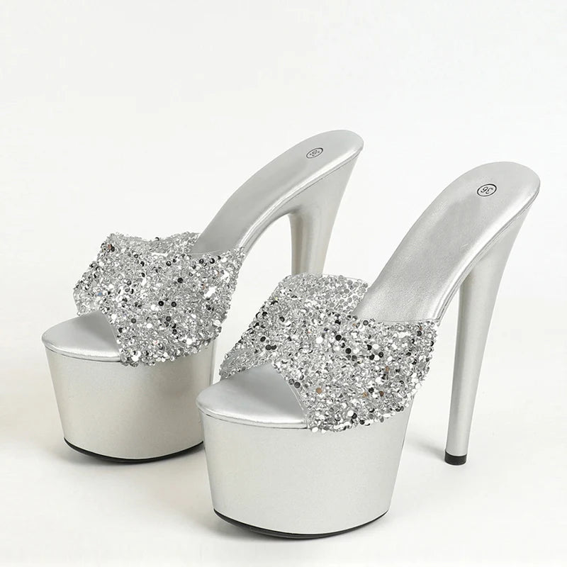Black Red High Heels Platform Slippers for Women Summer