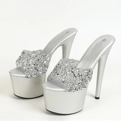 Black Red High Heels Platform Slippers for Women Summer
