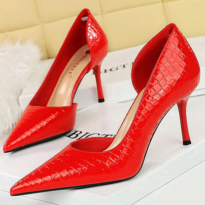 Patent Leather Women Pumps 8 Cm Stilettos for Banquets and Parties