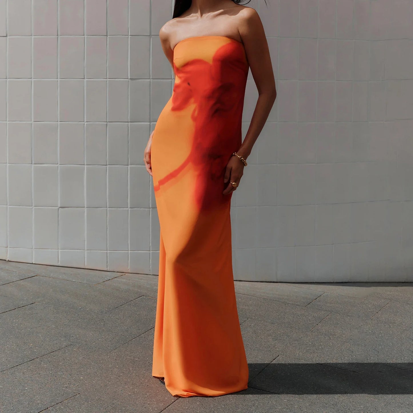 Strapless Tie-dye A-Line Vacation Dress