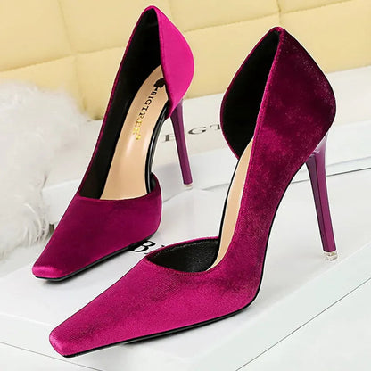 Stylish Stiletto Heels with Square Toe and Hollowed Out Sides