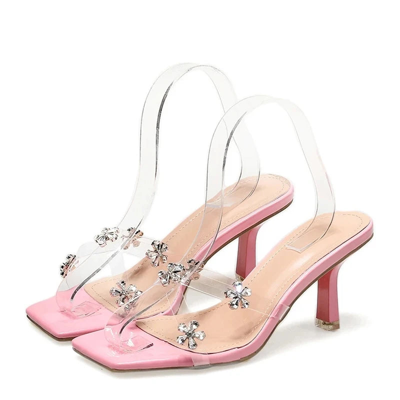 Crystal Flowers Designer Sandal PVC Transparent Shoes