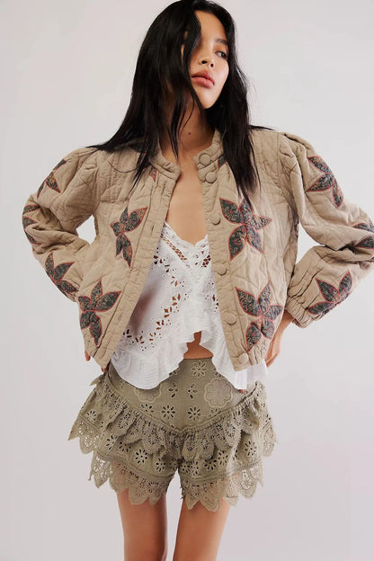 Autumn Winter Single Breasted Pocket Female Jacket Fashion Maple Leaf Women Padded Coat Chic New Lady Outerwear High Street