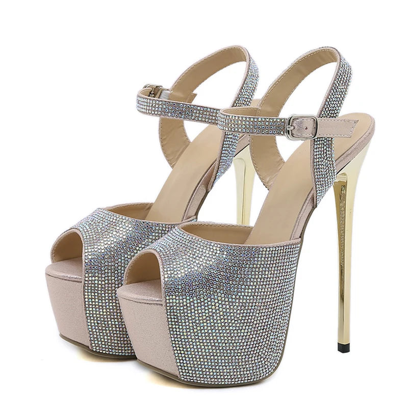Sexy Peep Toe 16CM Extreme High Heels for Strip Pole Dancing