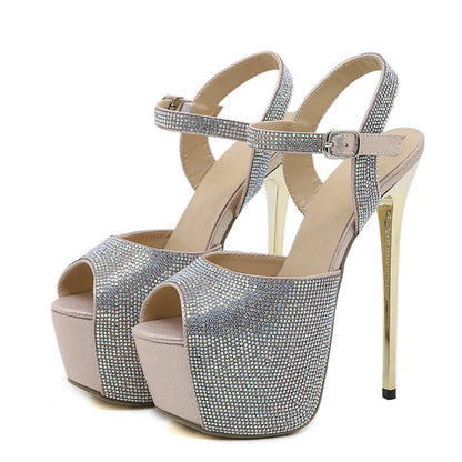 Sexy Peep Toe 16CM Extreme High Heels for Strip Pole Dancing