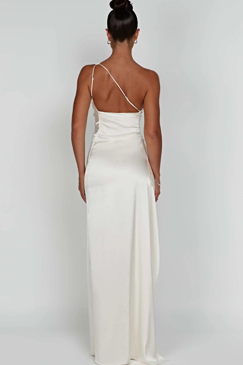 | Satin Drape One Shoulder Evening Gown
