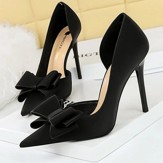 Bowknot Women Pumps High Heels Sexy Party Stilettos Office Shoes