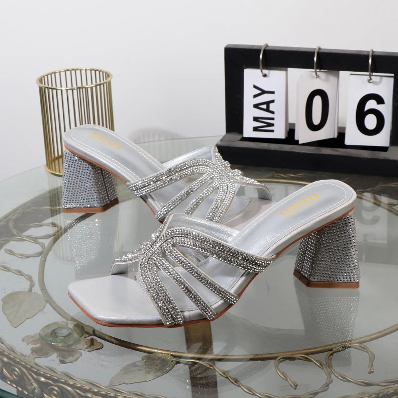 Luxurious Hollowed Out High Heel Slippers for Summer Fashion
