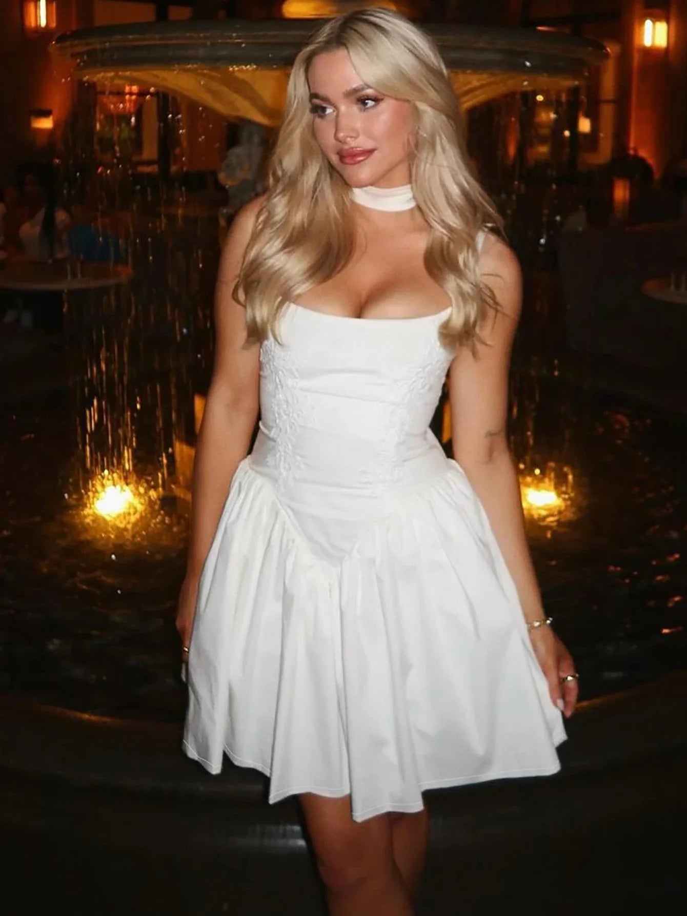 Ruffles Lace Backless Ball Mini Dress