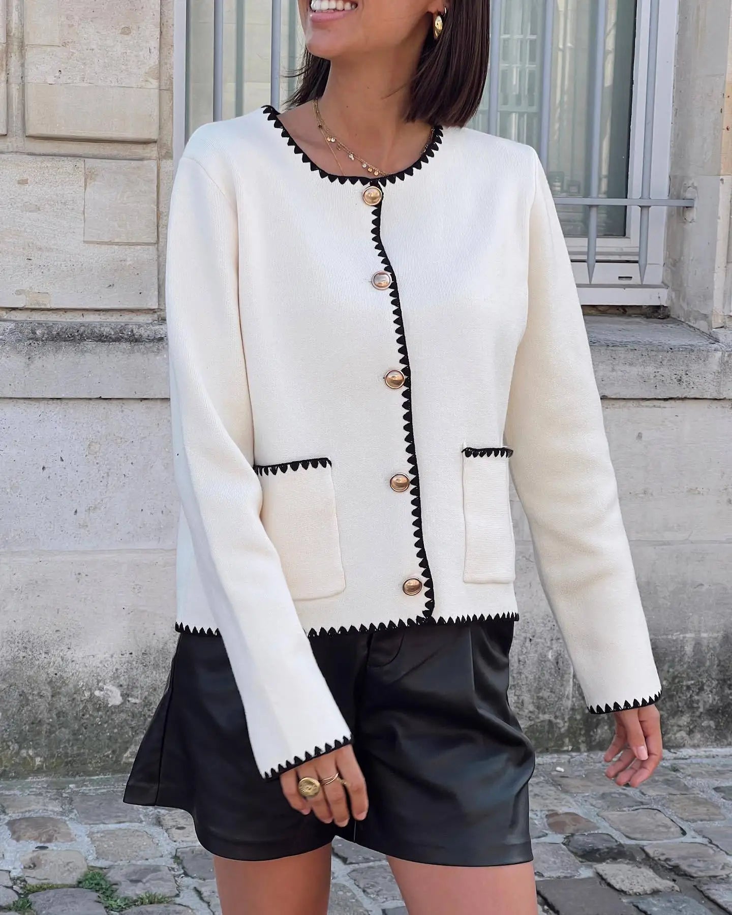 Patchwork Knitted Elegant Winter Coat