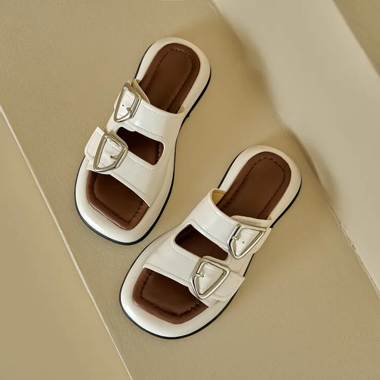 | Twin-Buckle Slide Sandals