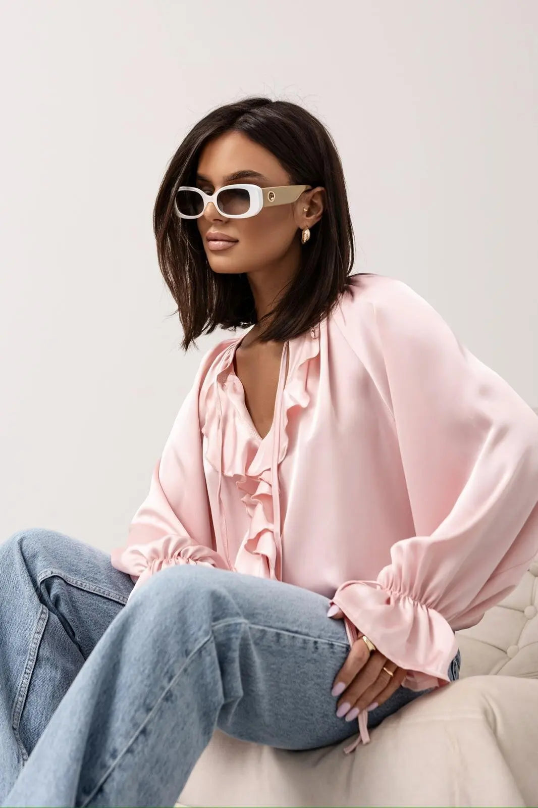 | Satin Ruffle Blouse