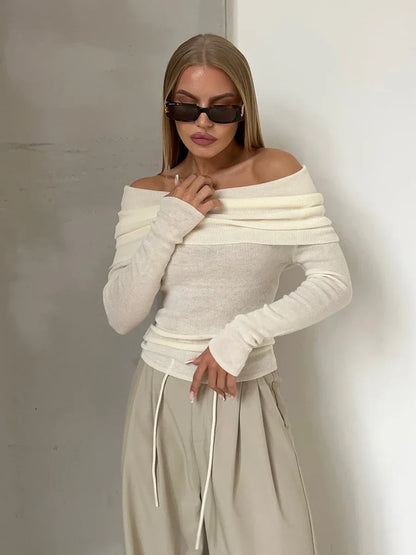 | Off-Shoulder Knit Top