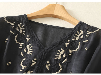 | V-Neck Cotton Blouse