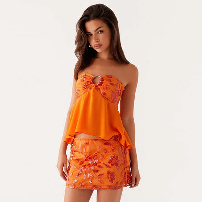 Tangerine Sequined Set