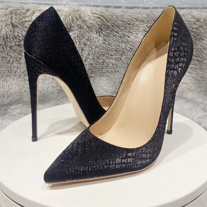 Mint Green Crocodile Effect Pointy Toe High Heel Shoes for Women