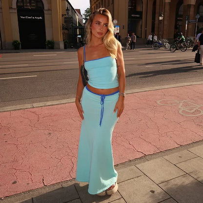 Solid Color Sleeveless Cropped Two Piece Pants Set