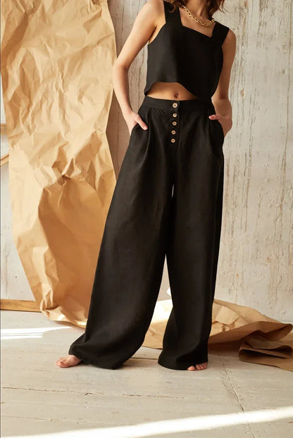 | Cotton Wide-Leg Pant
