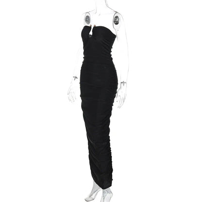 Off-shoulder Black Maxi Dress