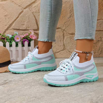 Women's Lightweight Lace-Up Non-Slip Sneakers – Breathable Casual Walking Shoes