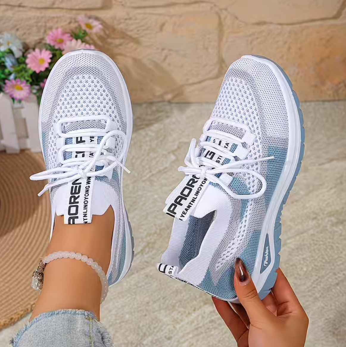 Women's Lightweight Lace-Up Non-Slip Sneakers – Breathable Casual Walking Shoes