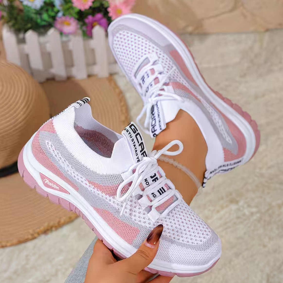 Women's Lightweight Lace-Up Non-Slip Sneakers – Breathable Casual Walking Shoes